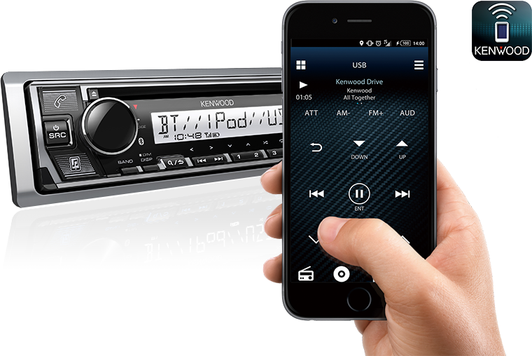 Kenwood KMR-D382BT Marine CD-Receiver with Bluetooth & Conformal Coating