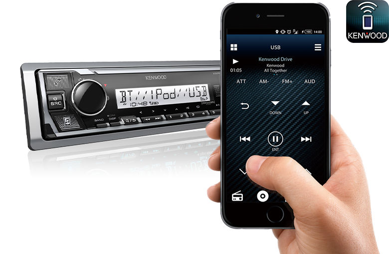 Kenwood KMR-M332BT Marine Digital Media Receiver with Bluetooth