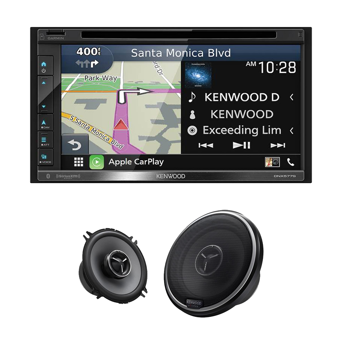 Kenwood DNX577S 6.8" DVD/CD Navigation Receiver | Kenwood eXcelon KFC-X134 5.25" 2-Way Speakers - Bundle