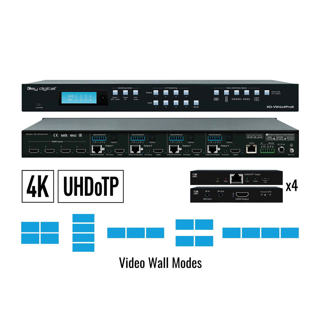 Key Digital KDVW4X4PRO4K Video Wall Processor