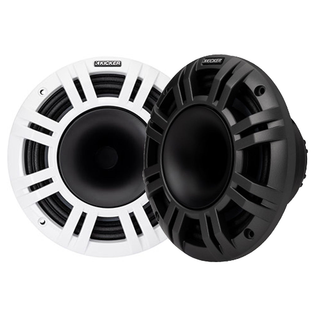 Kicker 48KMXL84 8" Coaxial Marine Speakers with White and Charcoal Grilles (48KMXL84)