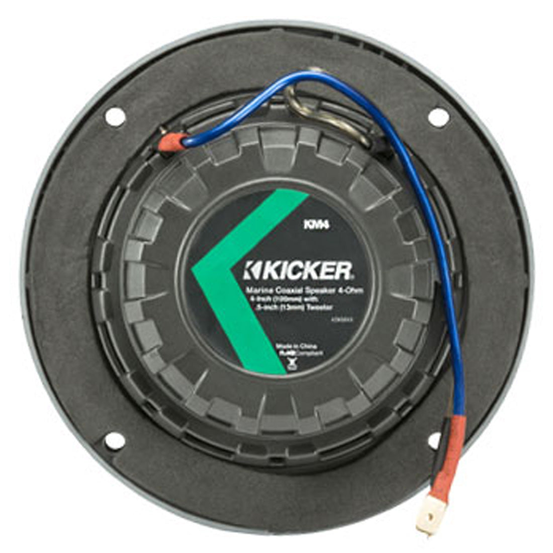 Kicker 45KM42 4″ 2-Way 2-Ohm Marine Coaxial Speakers with Charcoal and White Grilles