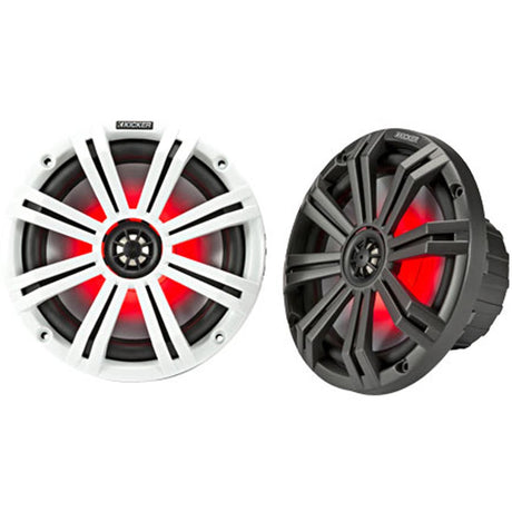 Kicker 45KM84L 8" Full-Range 4-Ohm Marine Speakers with LED Lighting