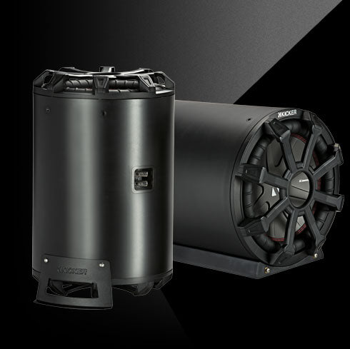 Kicker 46CWTB102 Weather-Proof Sealed Tube Enclosure with One 10" 2-ohm Subwoofer and 10" Passive Speaker