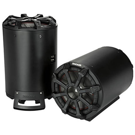 Kicker 46CWTB102 Weather-Proof Sealed Tube Enclosure with One 10" 2-ohm Subwoofer and 10" Passive Speaker