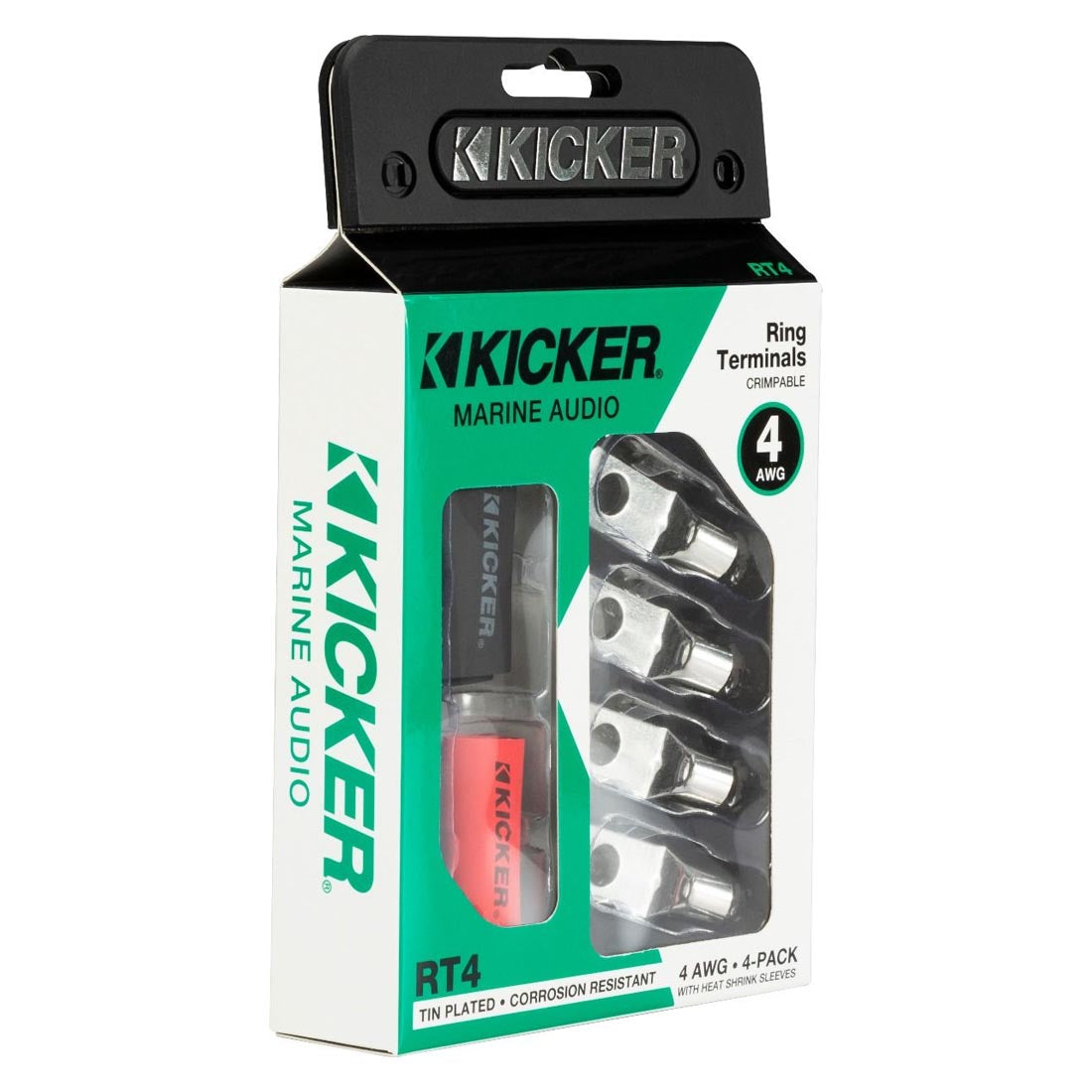 Kicker 47RT4 Tin-Plated 4 AWG 5/16' Marine Ring Terminals - 4-Pack (47RT4)