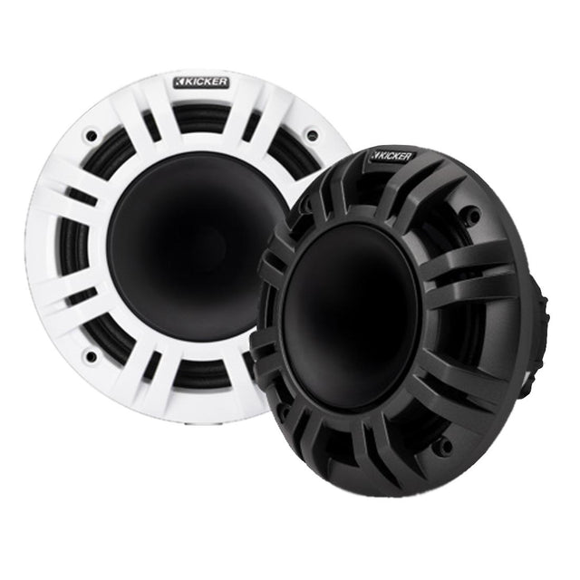 Kicker 48KMXL654 6.5" Coaxial Marine Speakers with White and Charcoal Grilles