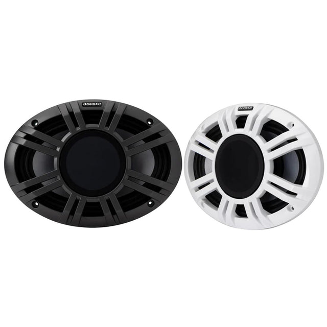 Kicker 48KMXL694 6"x9" Coaxial Marine Speakers with White and Charcoal Grilles