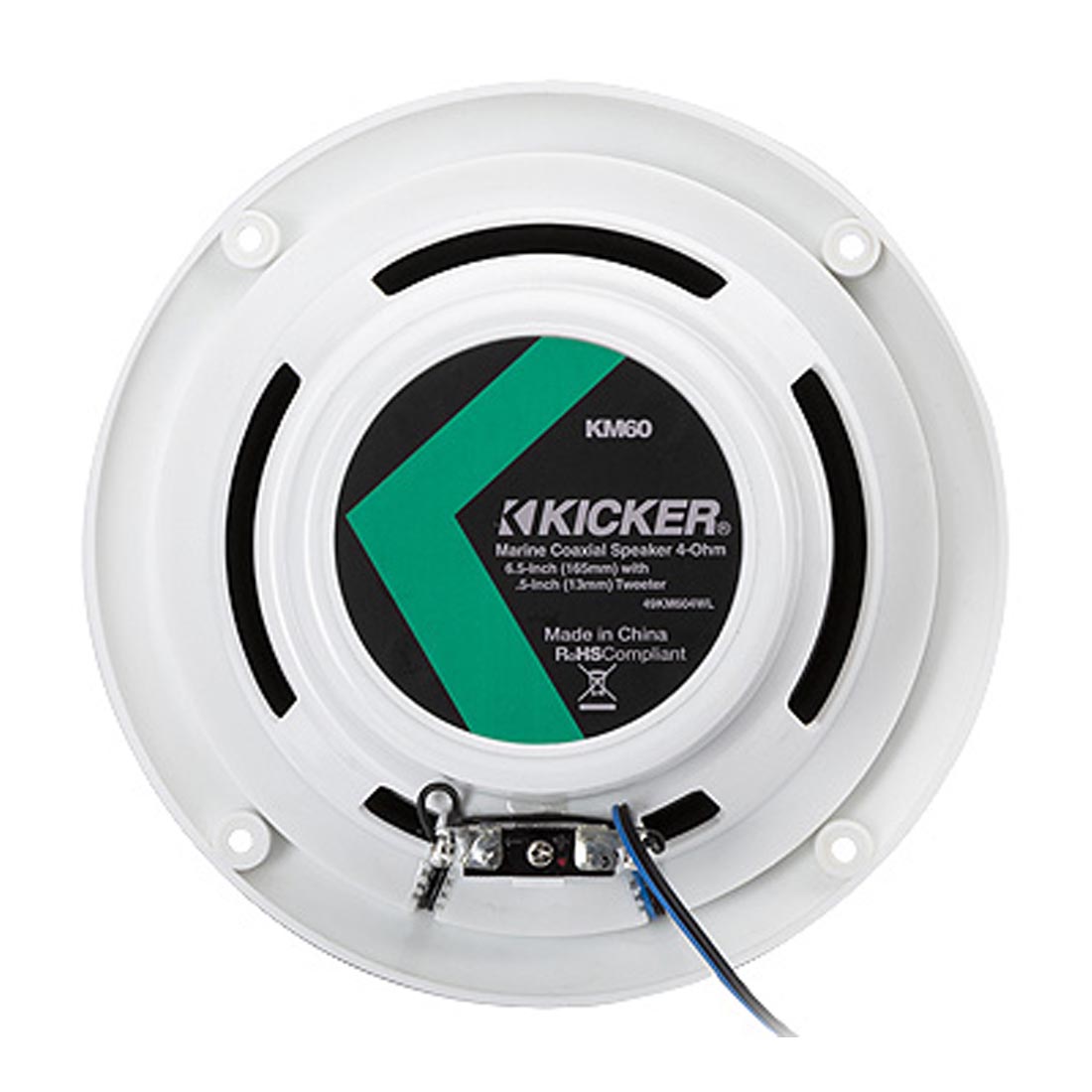 Kicker 49KM604WL 6.5" 2-Way 4-Ohm Marine Blue LED Coaxial Speakers - White