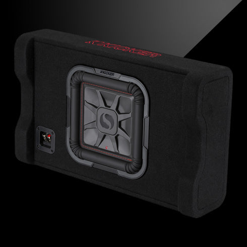 Kicker 49L7TDF102 Loaded Sealed Downward-Firing 2-Ohm Enclosure with Single L7T 10" Shallow-Mount Square Subwoofer