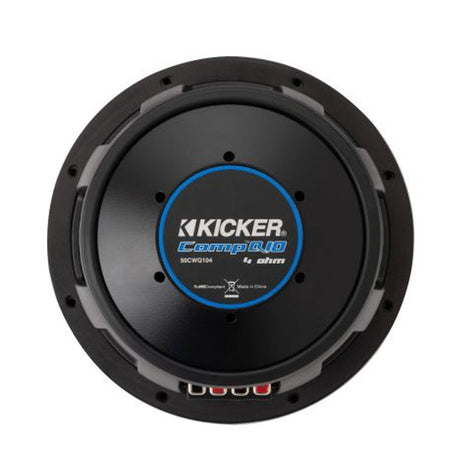 Kicker 51CWQ104 CompQ Series 10" Subwoofer With Dual 4-Ohm Voice Coils