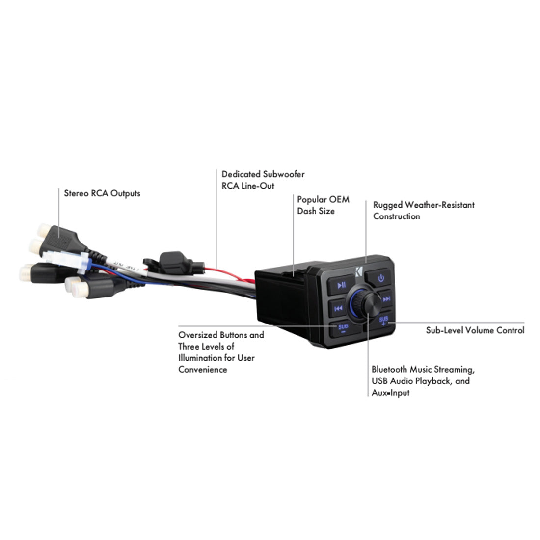 Kicker 51KBTR Powersports Bluetooth Receiver (does not play CDs)