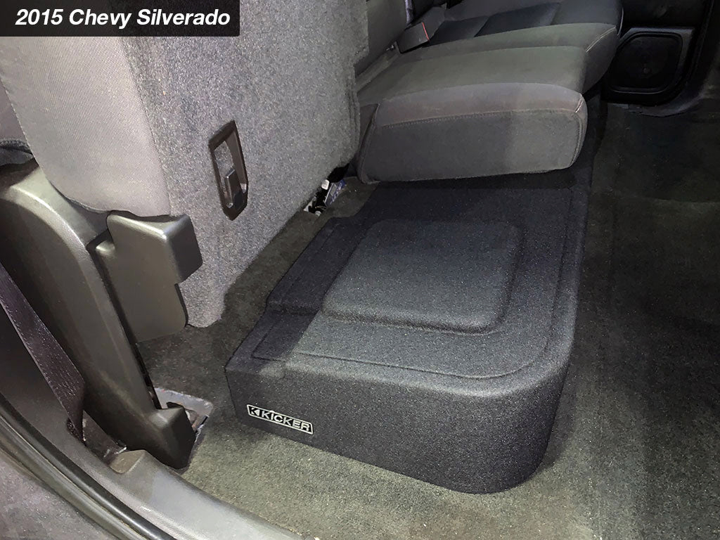 Kicker 51KGMDL7T122 L7T Custom Fit 2-Ohm Dual 12" Down Firing Subwoofer Enclosure Installed in 2015 Chevy Silverado