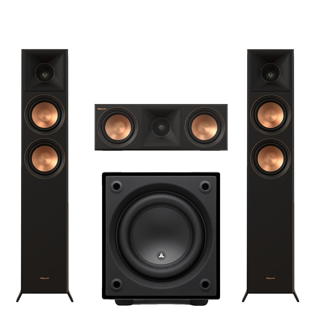 Klipsch RP-5000FBII Reference Premier MK-II 5.0 Speaker Bundle #4 | JL Audio D108-GLOSS 8" Powered Subwoofer- #96281 - Bundle