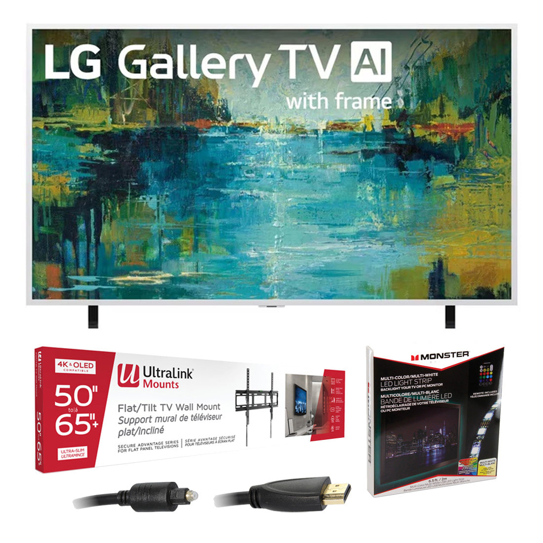 LG LX7B Mini LED 4K Smart Gallery TV with Frame - 2026 | Ultralink KIT3LED Home Entertainment Starter Kit - Bundle