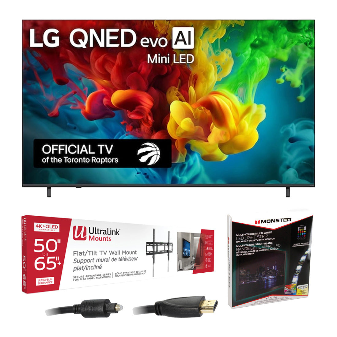 LG QNED82B QNED evo AI Mini LED 4K Smart TV - 2026 | Ultralink KIT3LED Home Entertainment Starter Kit - Bundle