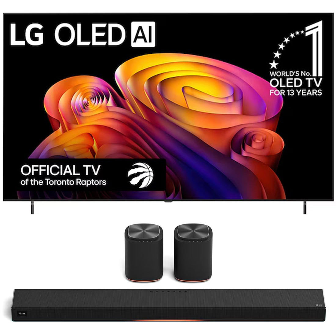 LG B6E OLED AI 4K Smart TV | Sound Suite Immersive Suite 5: H7 All-in-One Soundbar and M5 Wireless Speakers - 2026 Bundle