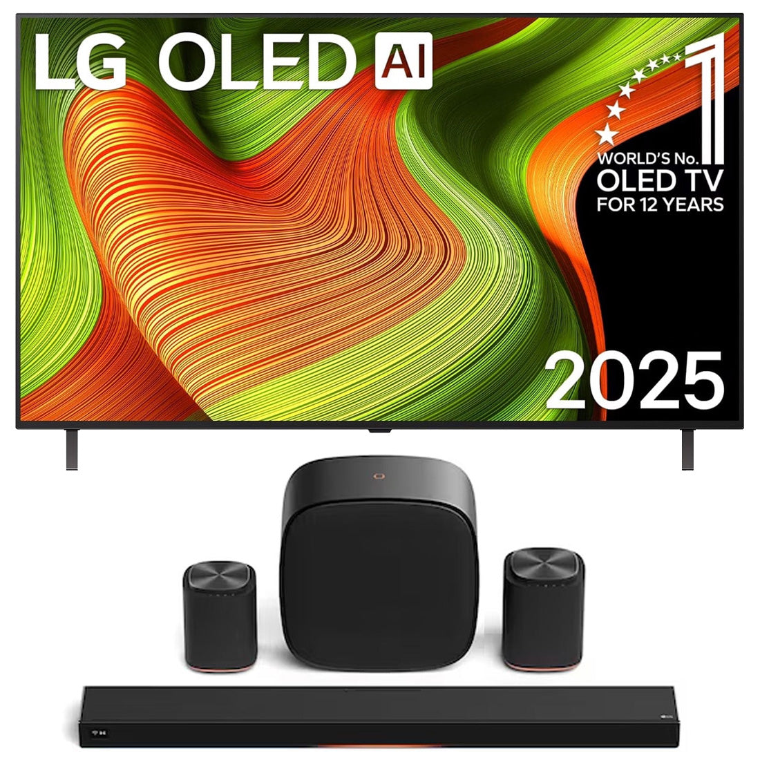 LG OLED65B5PUA 65" OLED B5 4K OLED AI Smart TV | Sound Suite: H7 Soundbar | W7 Subwoofer | M7 Speaker | M5 Speaker - Bundle