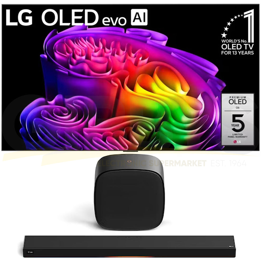 LG G6 OLED evo AI 4K Smart TV | Cinema Suite 7: H7 All-in-One Soundbar | W7 Wireless Subwoofer - Bundle