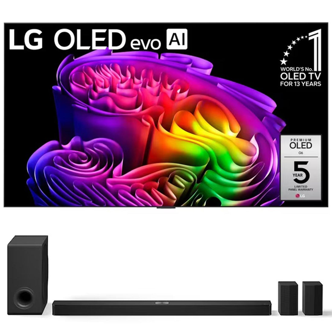LG G6 OLED evo AI 4K Smart TV | S90TR 7.1.3 Channel Soundbar with Dolby Atmos and Rear Speakers - Bundle
