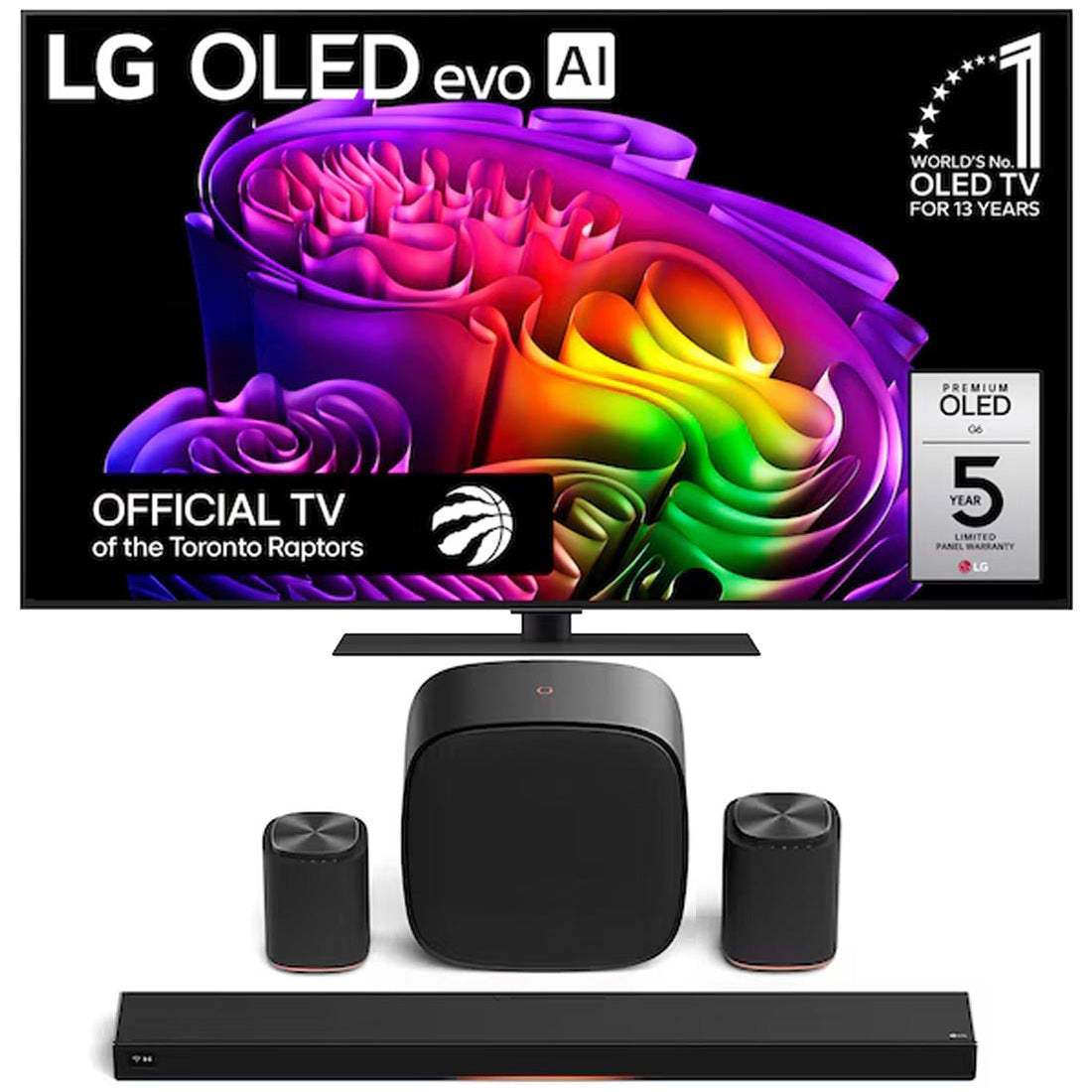 LG G6 OLED evo AI 4K Smart TV | Sound Suite: H7 Soundbar | W7 Subwoofer | M7 Speaker | M5 Speaker - Bundle