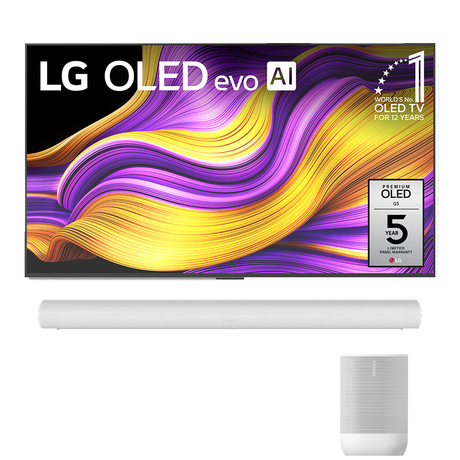 LG OLED G5 4K OLED Evo AI Concierge Smart TV - 2025 Model | Sonos 2-Room Set with Arc - Arc | Move 2 - Bundle