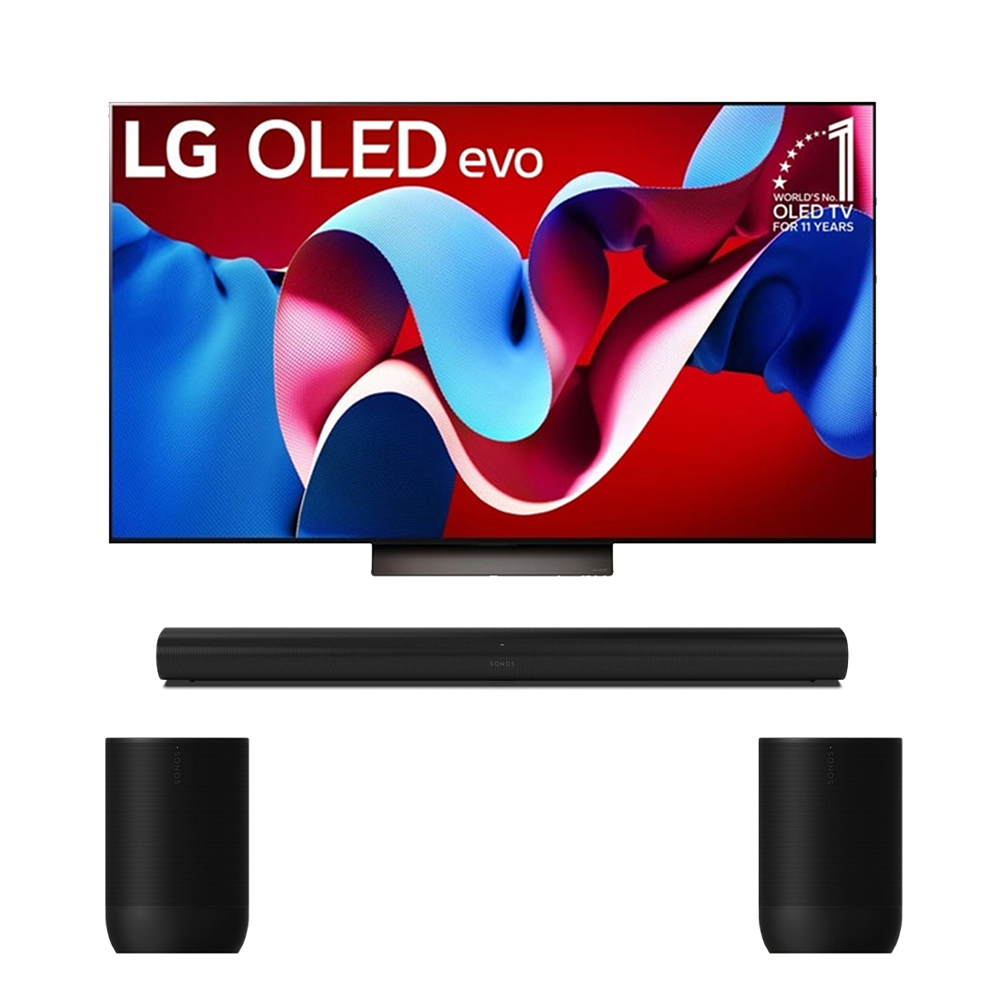LG OLED C4PUA 4K Smart OLED Evo TV - 2024 Model | Sonos 2-Room Set with Arc - Arc | Move 2 - Bundle