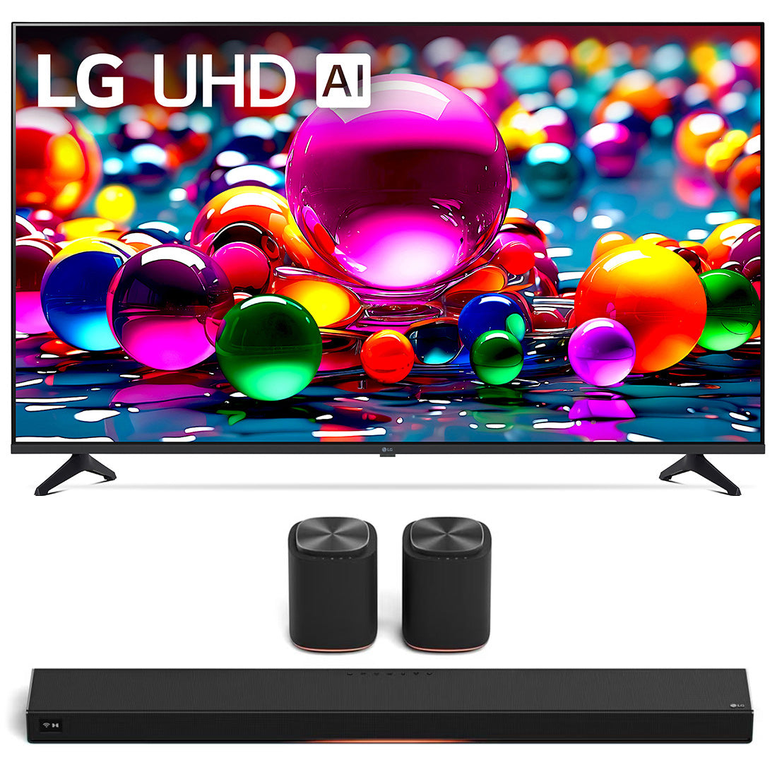 LG 55UA7700PUB 55" 4K Ultra HD LED HDR TV | Sound Suite Immersive Suite 5: H7 All-in-One Soundbar and M5 Wireless Speakers - Bundle