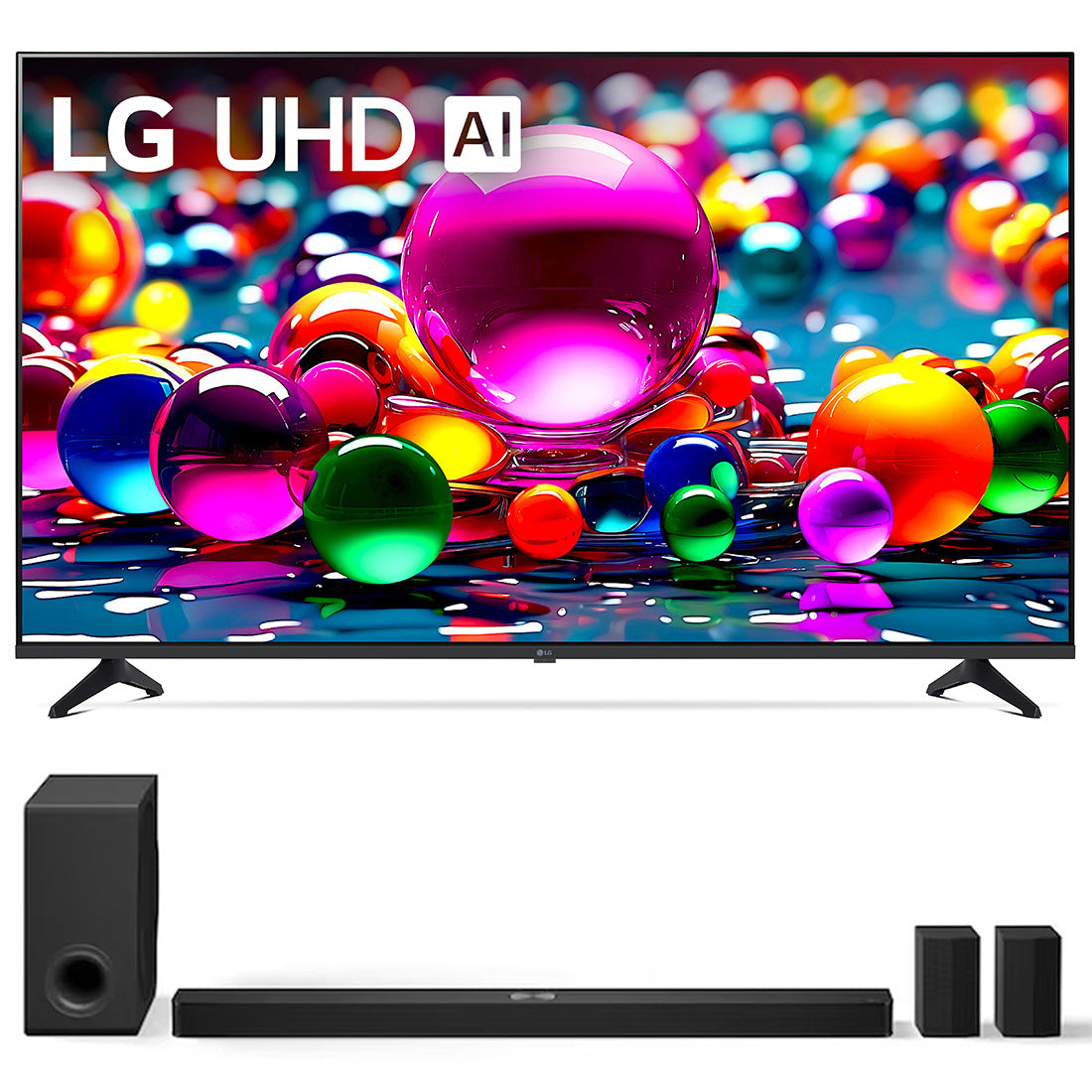LG 55UA7700PUB 55" 4K Ultra HD LED HDR TV | S90TR 7.1.3 Channel Soundbar with Dolby Atmos and Rear Speakers - Bundle