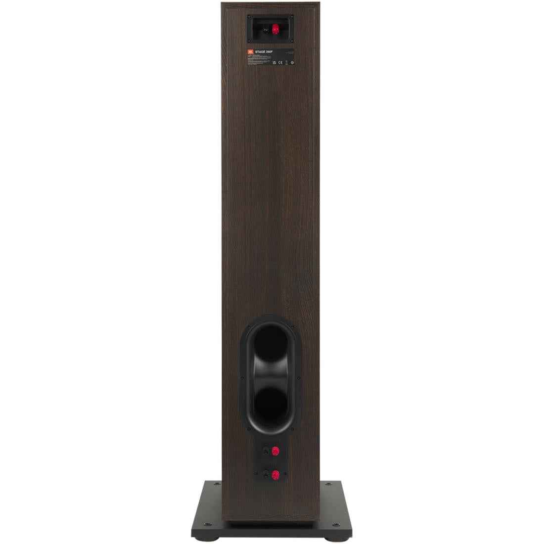 JBL Stage 260F speaker in espresso finish, from rear