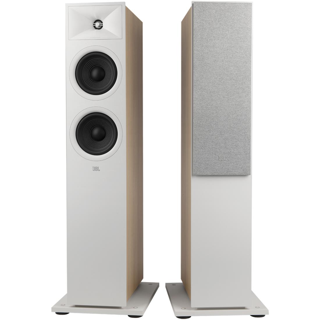 Pair of JBL Stage 260F speakers in latte finish