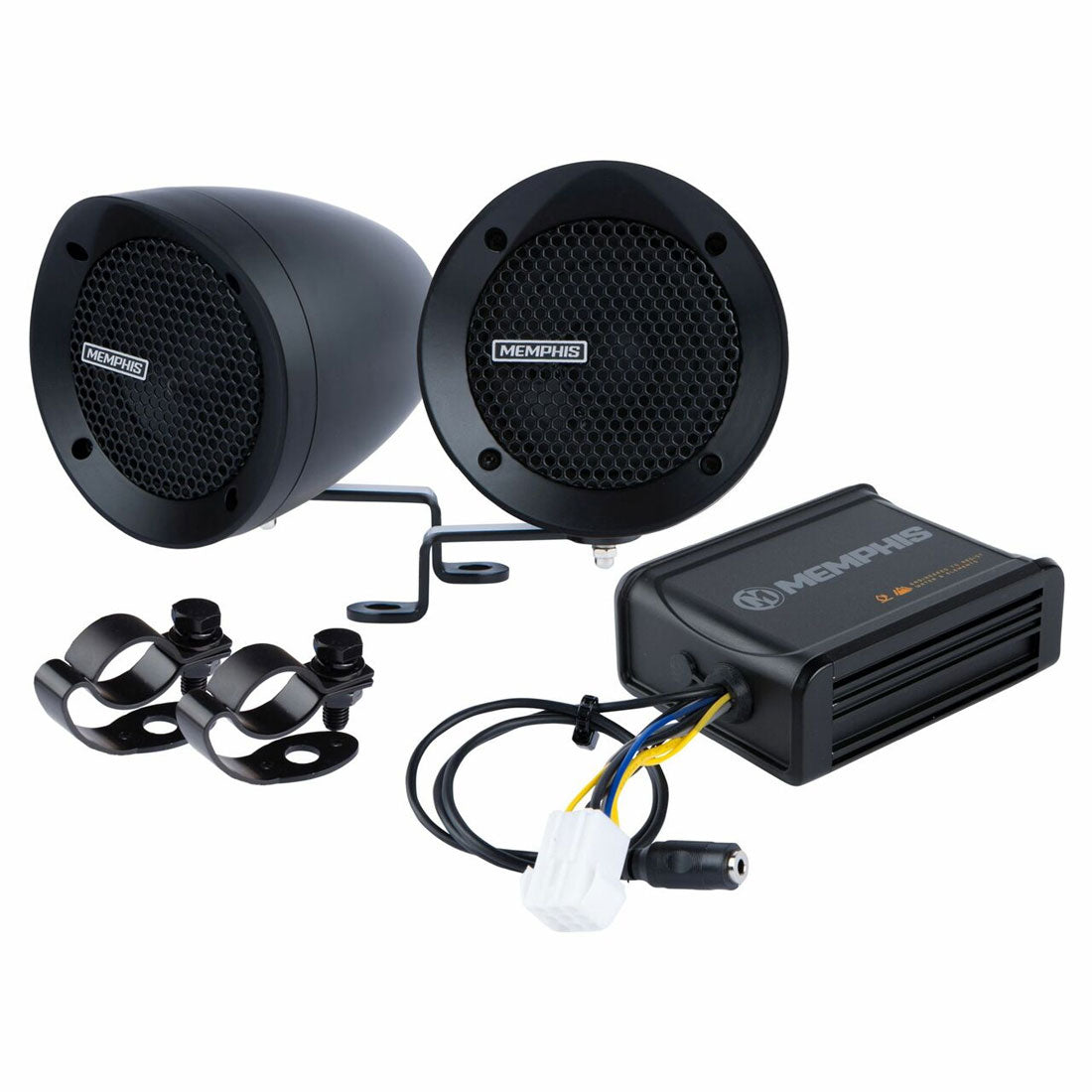Memphis Audio MXABMB2 Motorcycle Handlebar Mount 2-Speaker System with Amp (MXABMB2)