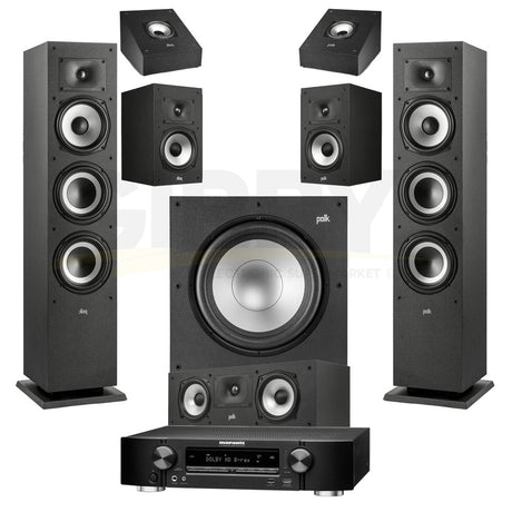 Marantz NR1510 5.2-Channel A/V Receiver | Polk Audio Monitor XT60 5.1.2 Home Theater Bundle #1