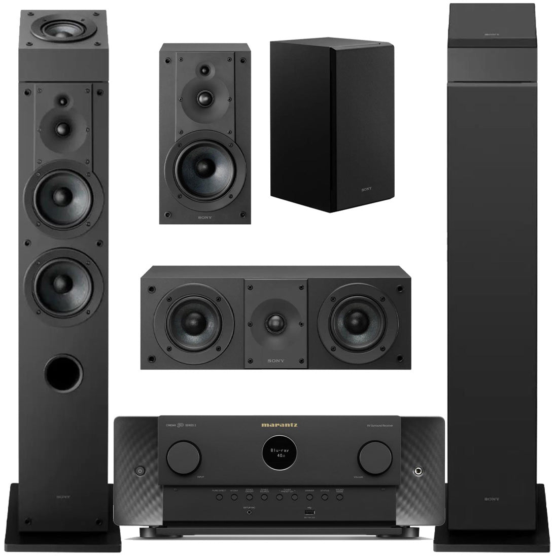 Marantz Cinema 50 9.4 Channel AV Receiver with Dolby Atmos | Sony SS-CS3M2 7.0 Speaker Bundle #1