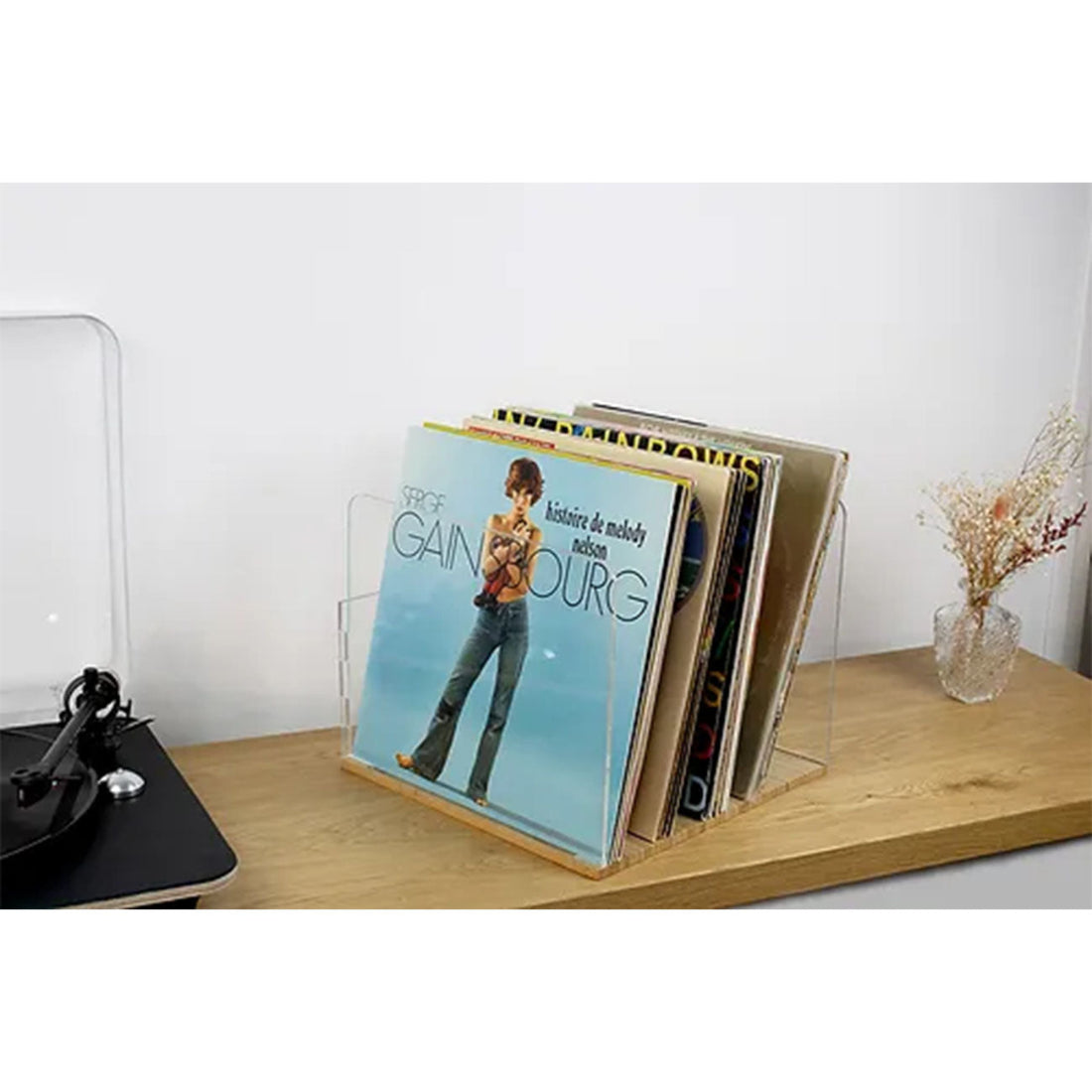 Norstone NORVINBA Vinyl LP Storage Rack - Bamboo & High Density Plexiglass