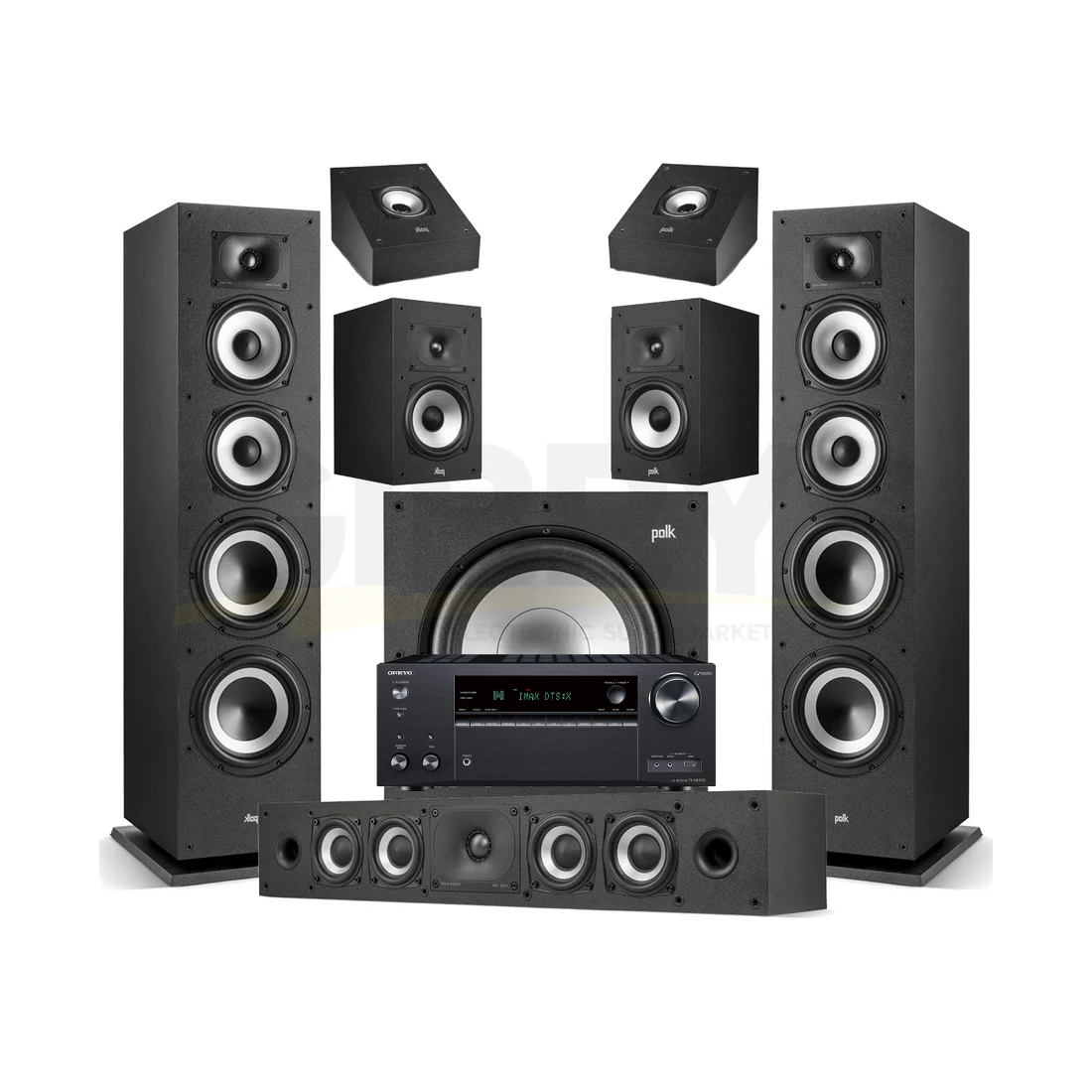 Onkyo TX-NR7100 9.2 Channel THX Certified Network A/V Receiver | Polk Audio Monitor XT70 5.1.2 Home Theater Bundle #1