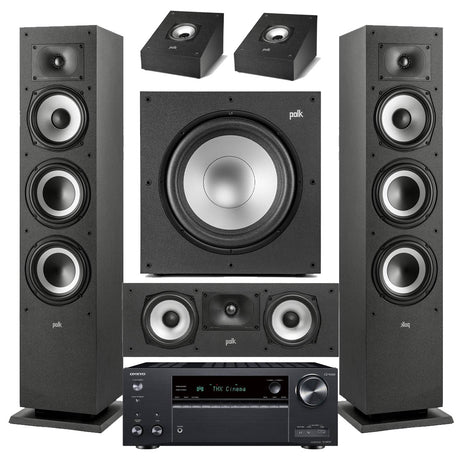 Onkyo TX-NR797 9.2-Ch Receiver | Polk Audio XT60 Floor Standing Speakers – Pair | Polk Audio Monitor XT30 Center Channel | XT90 Height Speakers- Pair | Polk Audio XT12 12” Subwoofer - Bundle