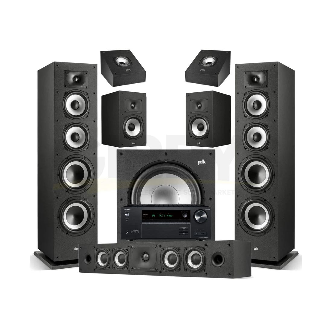 Onkyo TX-NR6100 7.2 Channel THX Certified Network A/V Receiver | Polk Audio Monitor XT70 5.1.2 Home Theater Bundle #1
