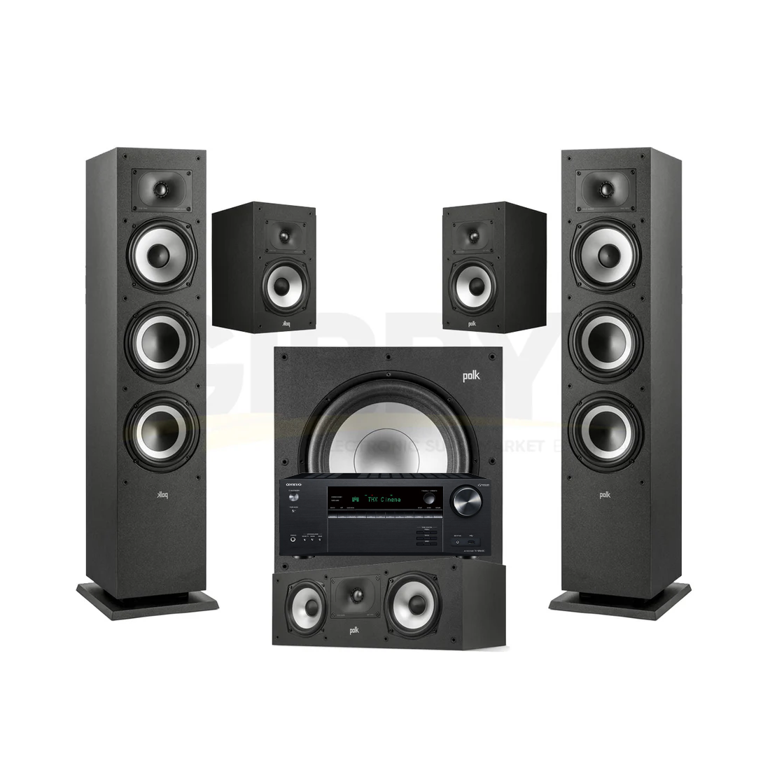 Onkyo TX-NR6100 7.2 Channel THX Certified Network A/V Receiver | Polk Audio Monitor XT60 5.1 Home Theatre Bundle #2
