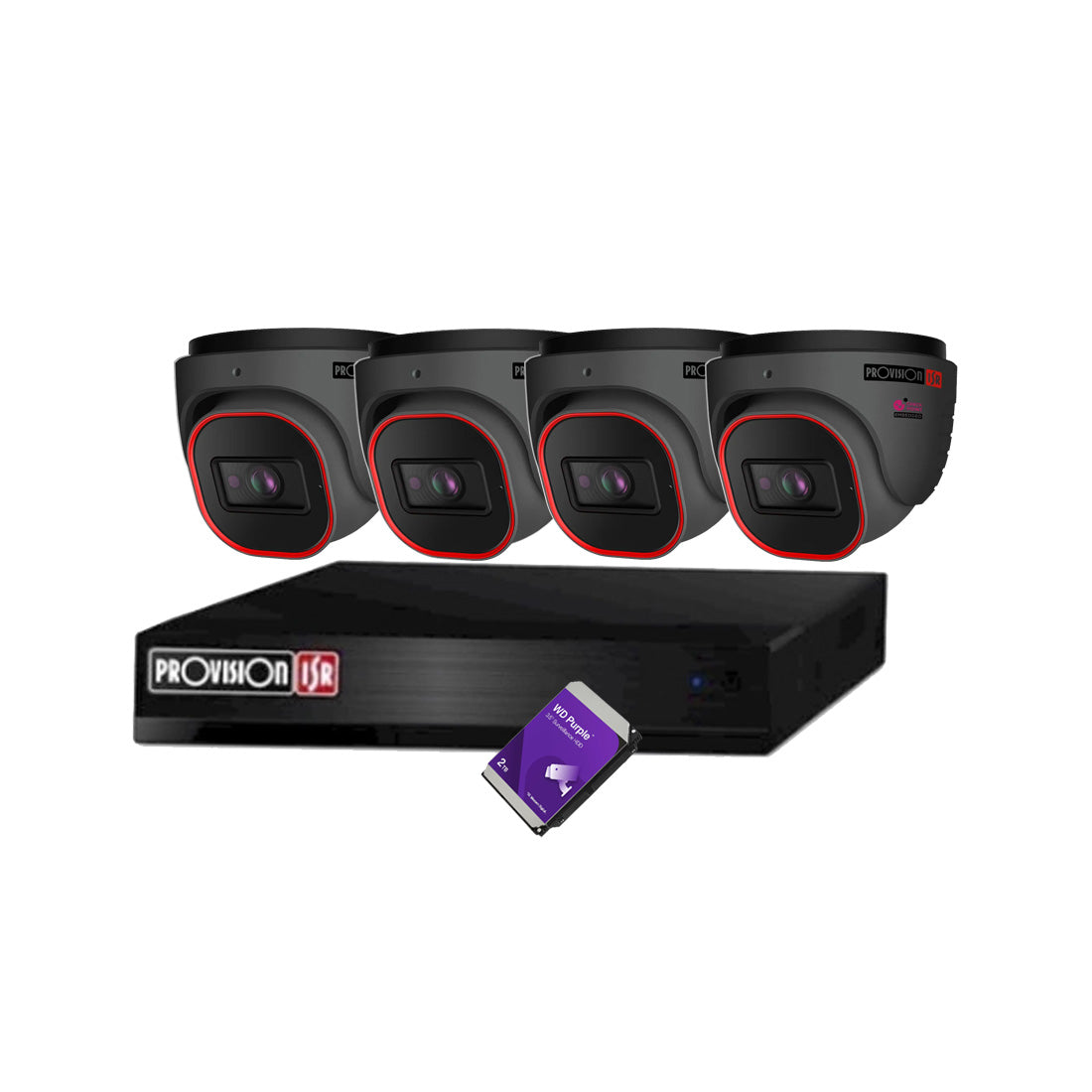 Provision 448MP Turret Camera Security Bundle x 4 – Grey