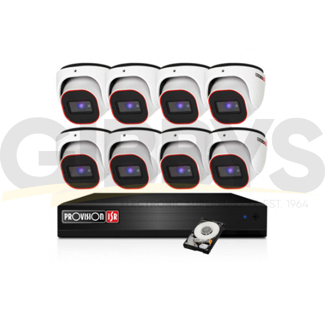 Provision 882MP Turret Camera Security Bundle x 8 – White