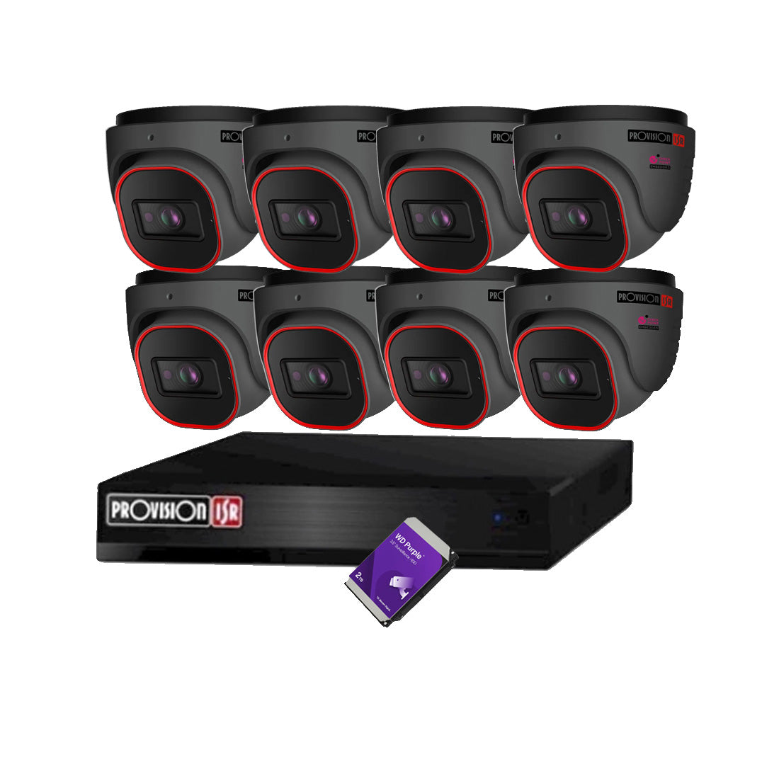 Provision 888MPGY Turret Camera Security Bundle x 4 – Grey