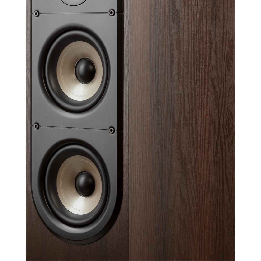 Brown ES50 speaker cabinet showing two drivers close-up