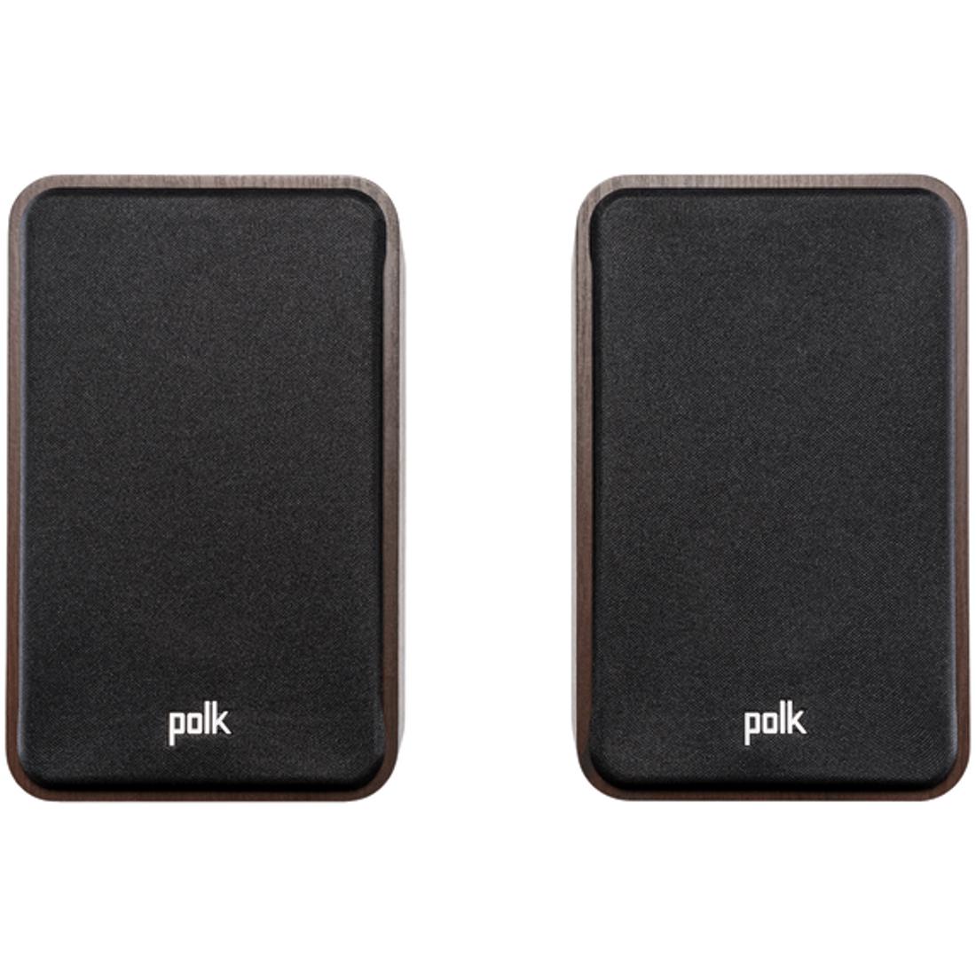 Two brown Polk ES15 speakers