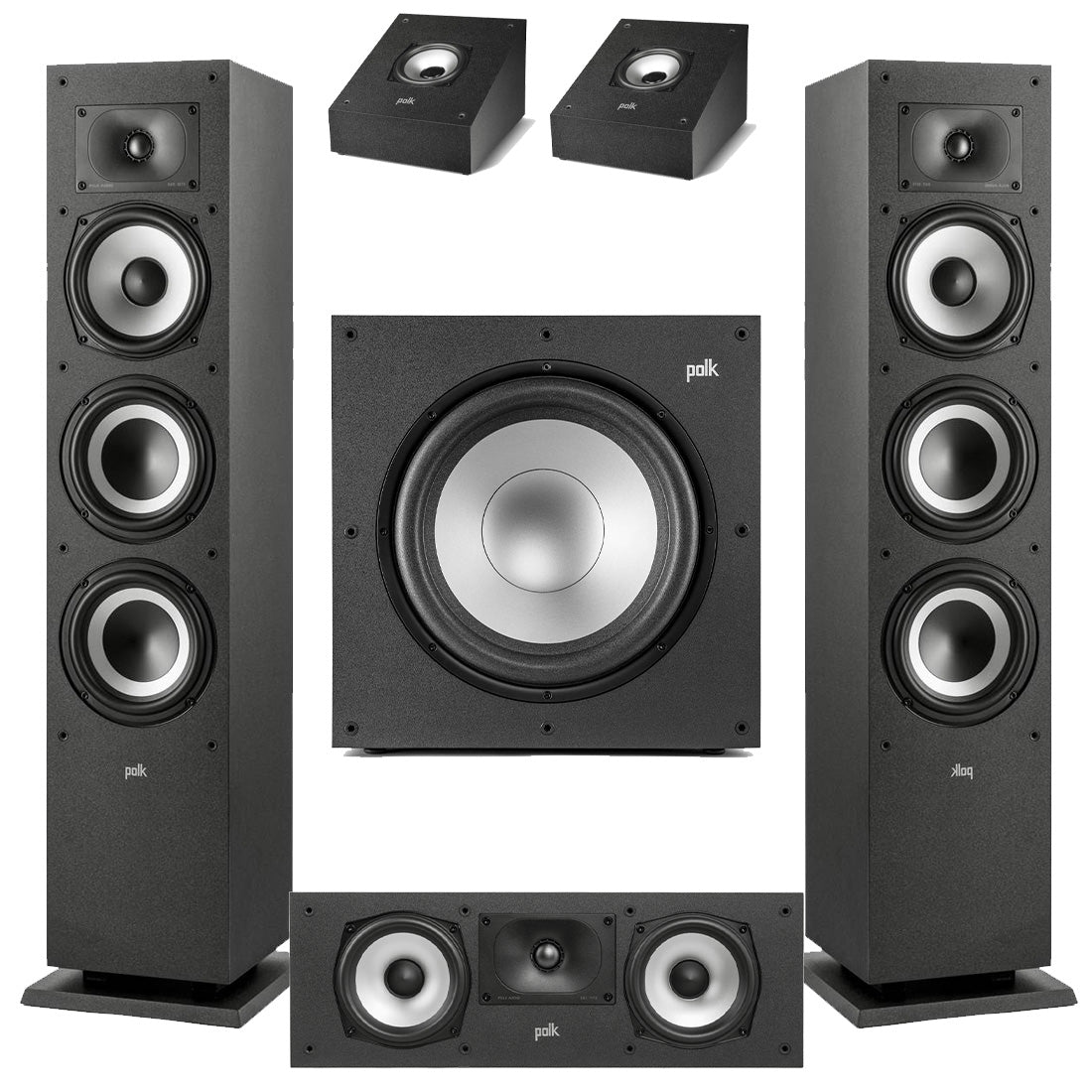 Polk Audio XT60 Floor Standing Speakers – Pair | Polk Audio Monitor XT30 Center Channel | XT90 Height Speakers- Pair | Polk Audio XT12 12” Subwoofer - Bundle