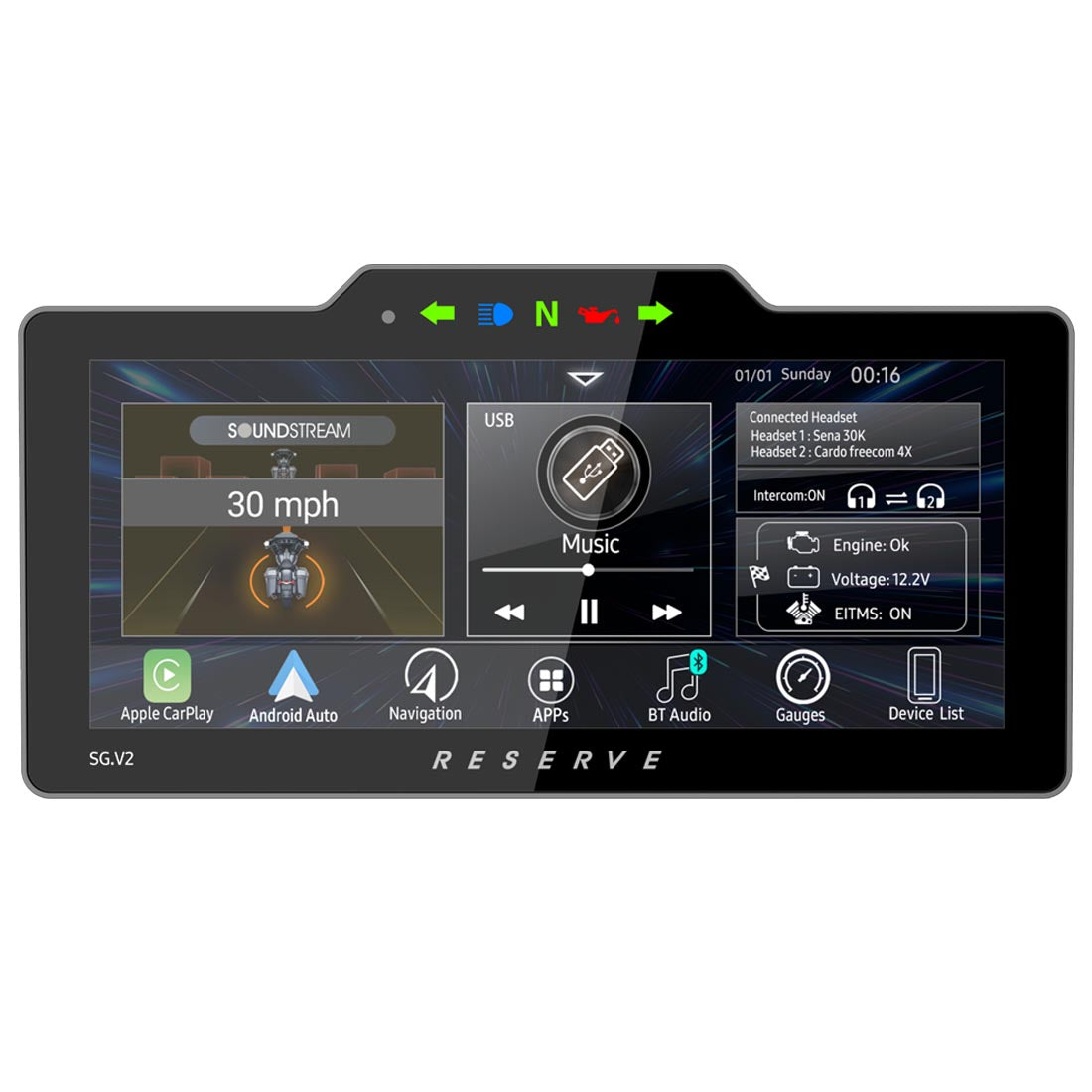 Precision Power WHD.SGV2 Plug-N-Play Head Unit for Select 1998-2013 Harley Davidson Street Glide Motorcycles - Soundstream Reserve