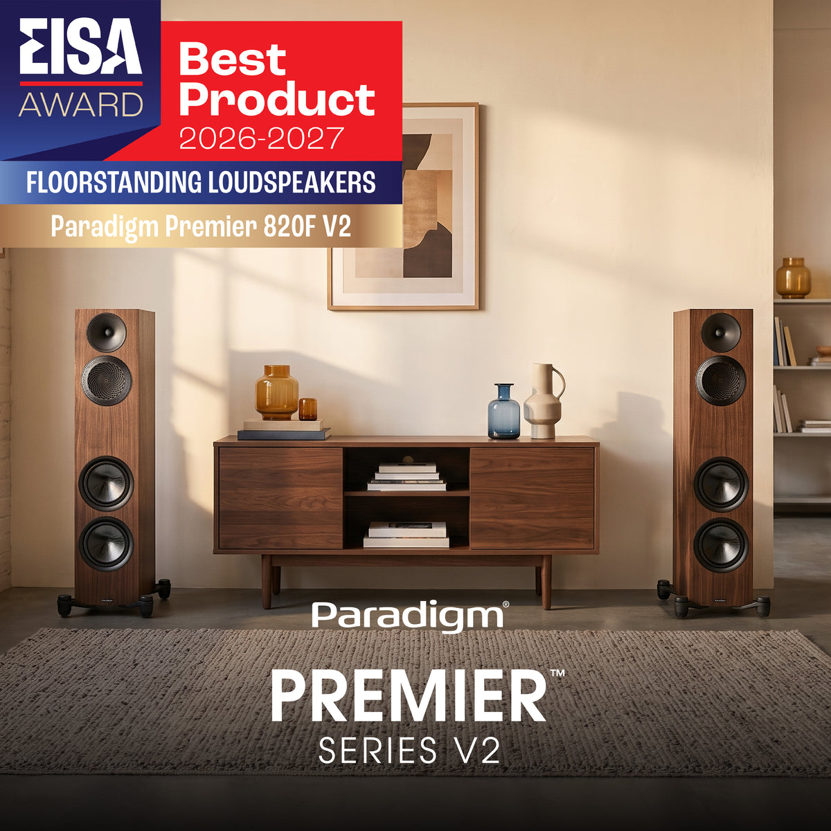 Paradigm Premier 820F V2 Floor Standing Speakers - Walnut - Pair