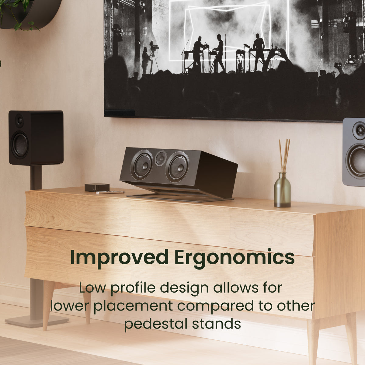 Kanto S12 Low-Profile Center Channel Speaker Stand with 16° Tilt - Black