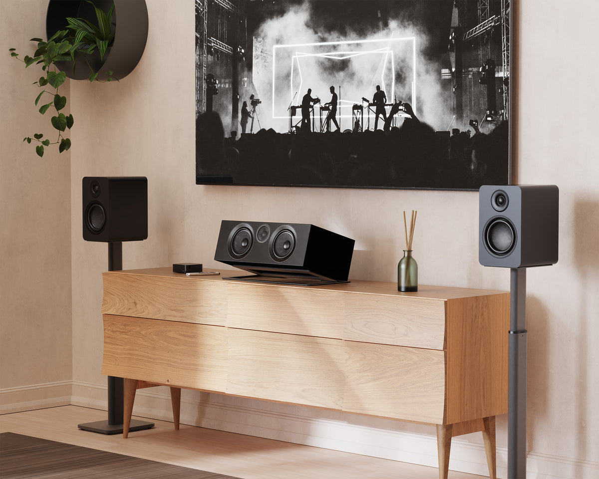 Kanto S12 Low-Profile Center Channel Speaker Stand with 16° Tilt - Black