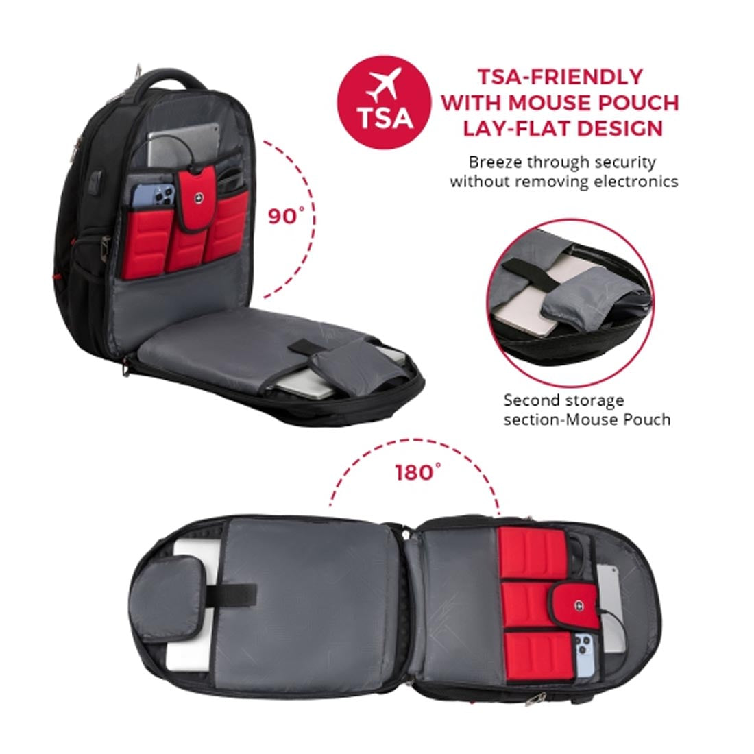 Swissdigital SD1003BT02506-01 16" Laptop Backpack USB Charging - Black